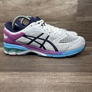 Asics Gel-Kayano 26 White Blue Purple Womens US Size 11 1012A457 Running Shoes